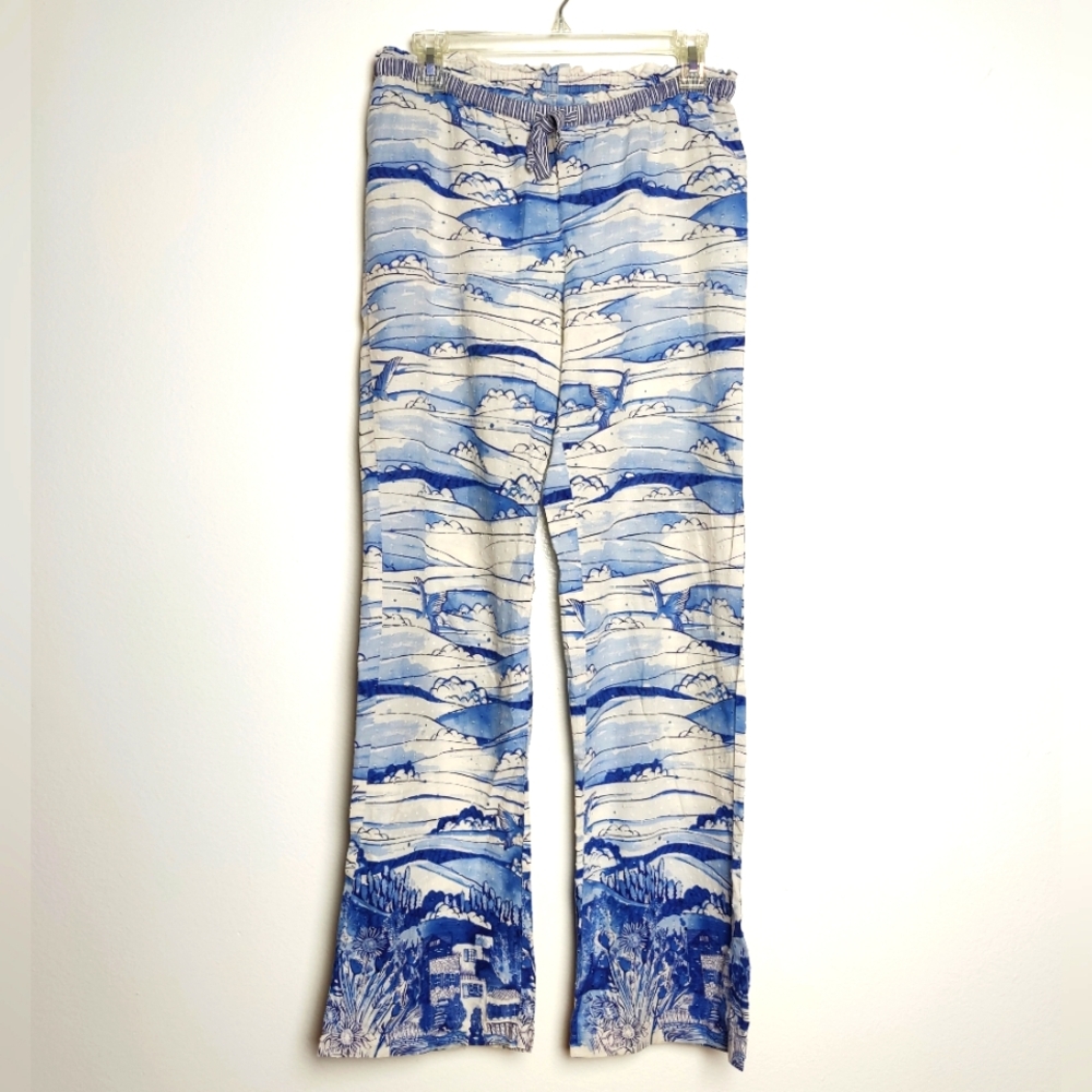 Anthropologie E by Eloise Blue/White Pajama/Lounge Pants, Size XS
